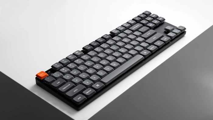 Keychron K1 Max, 80% TKL, grau/orange, LEDs weiß, Gateron LOW PROFILE 2.0 RED, USB/Bluetooth, US
