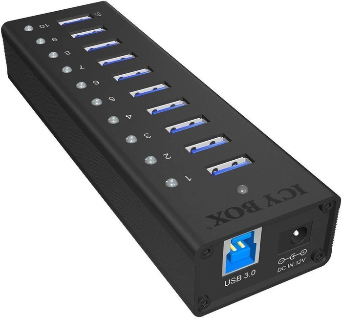 RaidSonic Icy Box IB-AC6110 USB-Hub, 10x USB-A 3.0, USB-B 3.0 [Buchse]