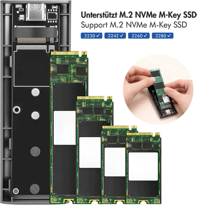 LogiLink externes Gehäuse, M.2 NVMe SSD, USB-C 3.1