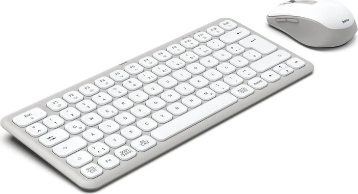 Hama WKM-500 Multi-Device-Tastatur-Maus-Set, klein, weiß, USB/Bluetooth, DE