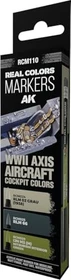 AK-Interactive Real Colors Markers WWII Axis Aircraft Cockpit Colors Farbset, 3-tlg.