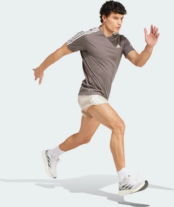 adidas Own The Run 3-Streifen Laufshirt kurzarm charcoal (Herren)