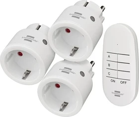 Brennenstuhl Funkschalt-Set Mini 3+1 Comfort-Line, 3er Funksteckdosen-Set mit Fernbedienung
