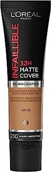 L'Oréal Infaillible 32H Matte Cover Foundation 230 warm undertone LSF25, 30ml