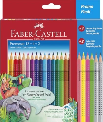 Faber-Castell Colour Grip Promoset 18+4+2 Buntstift sortiert, Kartonetui, 24er-Set