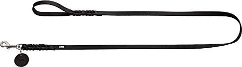 Hunter Solid Education Hundeführleine, Leder, geflochten, robust, weich, Handschlaufe, 1.6x100cm, schwarz (66090)