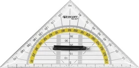 Westcott Geodreieck 14cm, mit Griff, transparent/gelb