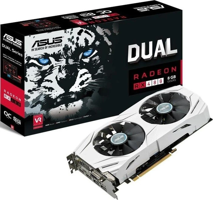 ASUS Dual Radeon RX 480 OC, DUAL-RX480-O8G, 8GB GDDR5, DVI, 2x HDMI, 2x DP