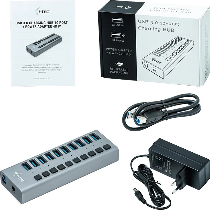 i-tec USB-Hub, 10x USB-A 3.0, USB-B 3.0 [Buchse]