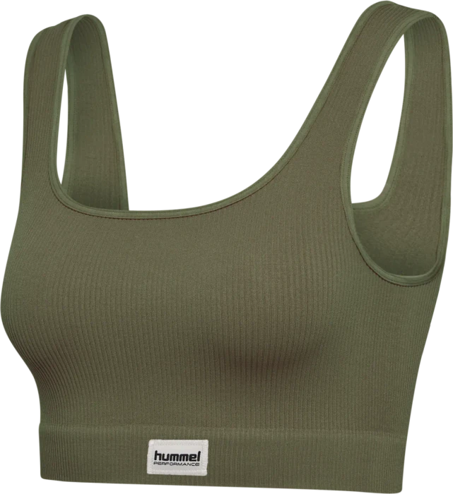 hummel Pulse Rib Sport-BH dusty olive (Damen)