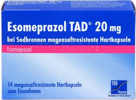 Esomeprazol TAD 20mg bei Sodbrennen magensaftresistente Hartkapseln, 14 Stück