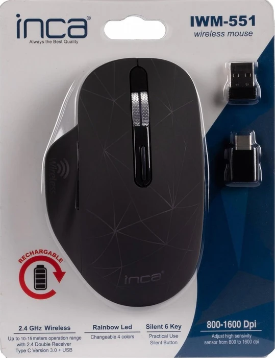Inca IWM-551 Wireless Mouse schwarz, USB
