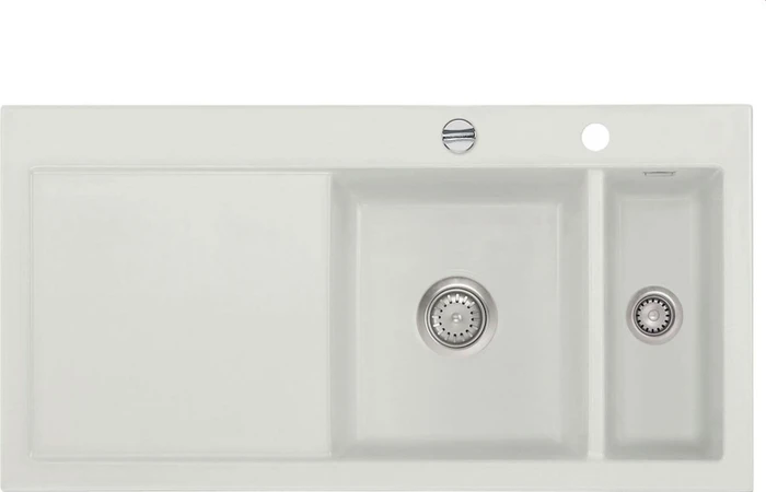 systemceram Mera 100 Einbau Becken rechts mit Ablauffernbedienung alu