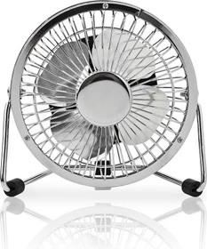 Nedis FNDK1CR10 USB Mini Tischventilator aus Metall 10cm chrom