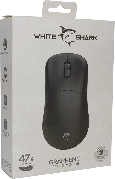White Shark Graphene Gaming Mouse, schwarz, USB