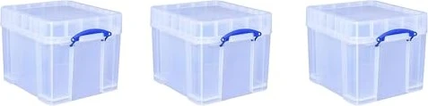 Really Useful Box Aufbewahrungsbox XL, 35l, transparent, 3er-Pack