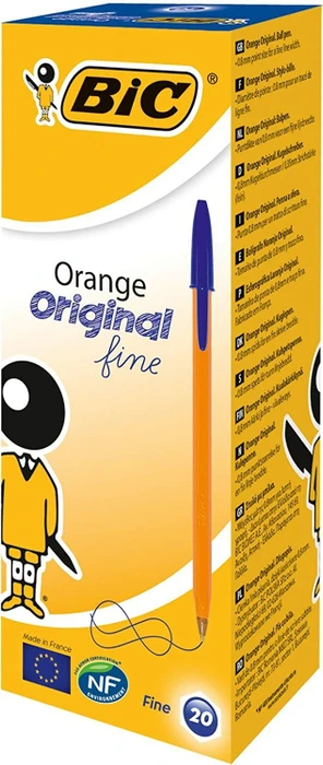 BIC Orange Original fine 0.35mm Kugelschreiber (Mine) blau/orange, 20er-Pack