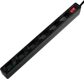LogiLink Steckdosenleiste mit Schalter, 6-fach, Euro schmal, 1.5m, schwarz