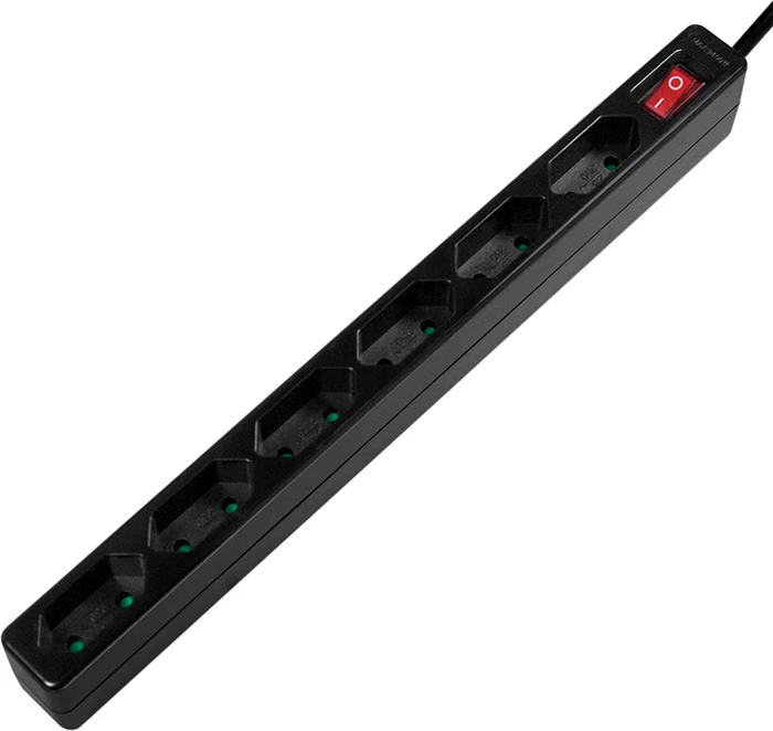 LogiLink Steckdosenleiste mit Schalter, 6-fach, Euro schmal, 1.5m, schwarz