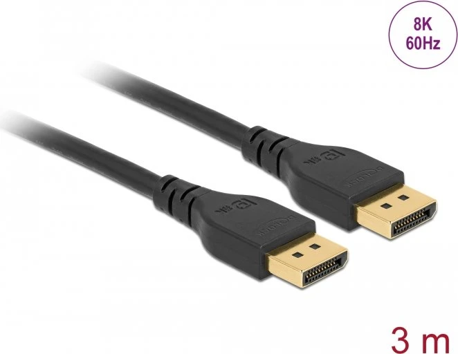 DeLOCK DisplayPort 1.4 Kabel 8K 60Hz ohne Arretierung schwarz, 3m