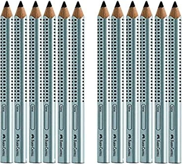 Faber-Castell Jumbo Grip Bleistift B graphit, silber, 12er-Pack