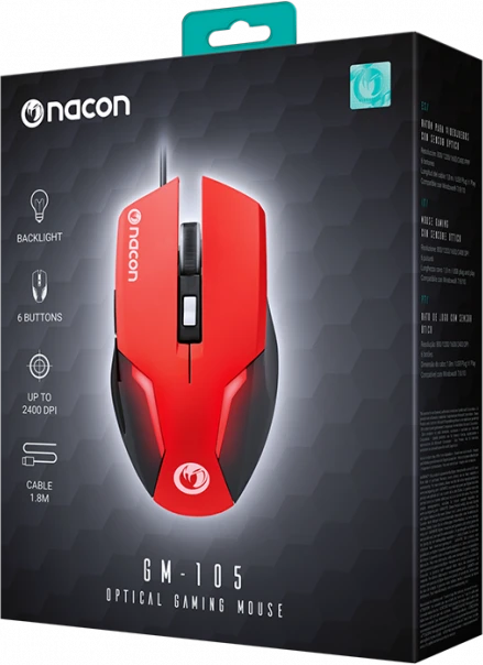 Nacon GM-105 Gaming Mouse rot/schwarz, USB