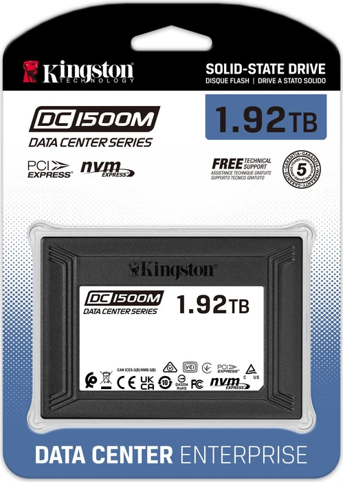 Kingston DC1500M Data Center Series Mixed-Use SSD - 1DWPD 1.92TB, 2.5" / U.2 / PCIe 3.0 x4