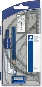 Staedtler Noris Club 550 Geometrie Set 8-teilig, silber/blau, Klappdeckeletui