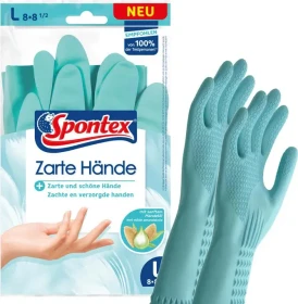Spontex Haushaltshandschuhe Zarte Hände Latex Größe L blau, 2 Stück