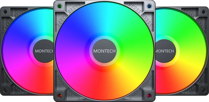 Montech GF120 ARGB PWM, schwarz, Lüftersteuerung, 120mm, 3er-Pack