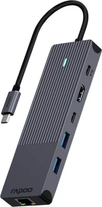 Rapoo UCM-2002 6-in-1 Multiport Adapter, 1x USB-C 3.0 [Stecker]