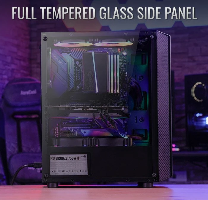 AeroCool Hive FRGB, inkl. 1x Lüfter, Glasfenster