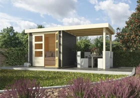 Karibu Askola 2 Gartenhaus inkl. Anbau 2.4m terragrau