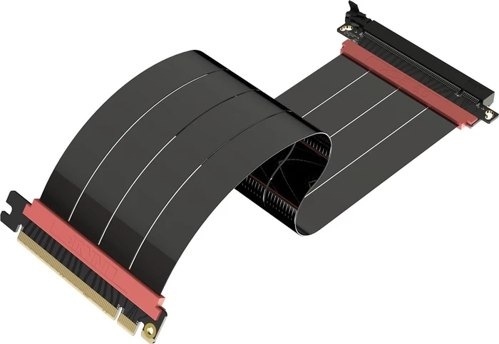 LinkUP AVA5 v2 Riser Kabel, gerade, PCIe 5.0, 300mm, schwarz/rosa