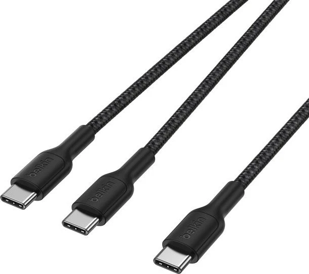 Belkin BoostCharge Pro Geflochtenes USB-C-Doppelkabel 140W weiß