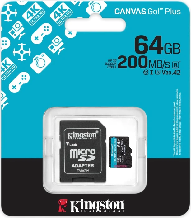 Kingston Canvas Go! Plus Gen4 R200 64GB Kit, UHS-I U3, A2, Class 10