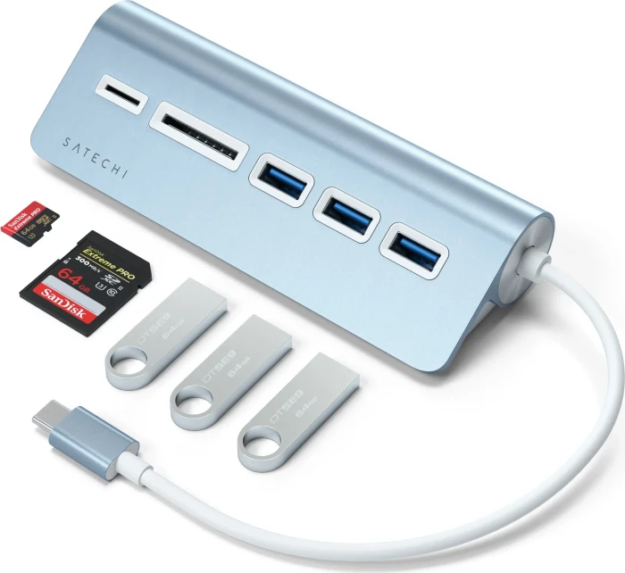 Satechi USB-C Combo Hub, blau, USB-C 3.0 [Stecker]