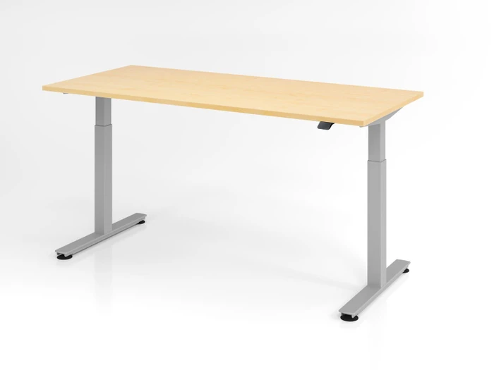 Hammerbacher Ergonomic Aktiv XMST19/3/S elektrisch höhenverstellbarer Sitz-Steh-Schreibtisch 180x80cm Ahorn/silber