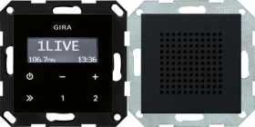 Gira System 55 Unterputz-Radio RDS inkl. Lautsprecher, schwarz matt