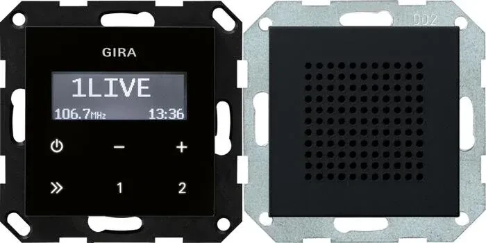 Gira System 55 Unterputz-Radio RDS inkl. Lautsprecher, schwarz matt