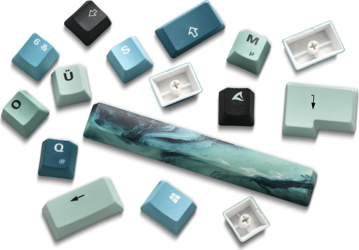 Sharkoon Skiller SGK50 S3 Design Bundle D4 - XXL Mousemat+Keycaps, Kunststoff (PBT) Double-Shot, blau/grün, 85 Tasten, ISO-DE