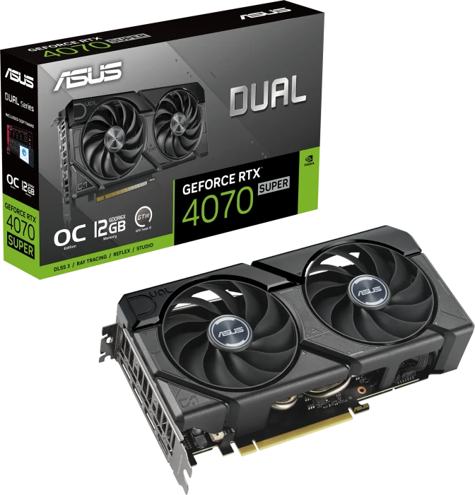 ASUS Dual GeForce RTX 4070 SUPER EVO OC, DUAL-RTX4070S-O12G-EVO, 12GB GDDR6X, HDMI, 3x DP