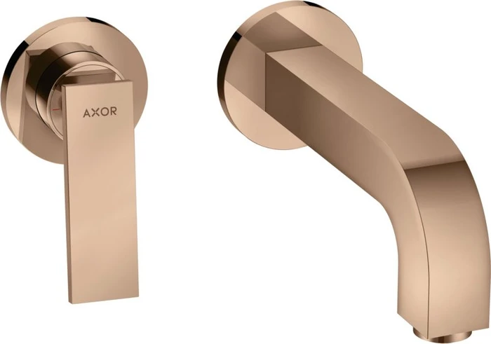 Hansgrohe Axor Citterio 2-Loch Waschbeckenarmatur mit Hebelgriffen und Rosetten 220mm polished red gold