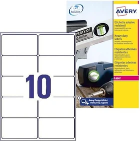Avery-Zweckform Versandetiketten, 99.1x57mm, wetterfest, weiß, 25 Blatt (250 Etiketten)