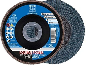Pferd PFC 125 Z 60 SG POWER STEELOX POLIFAN Fächerschleifscheibe K60, 125x22.23mm, 10 Stück