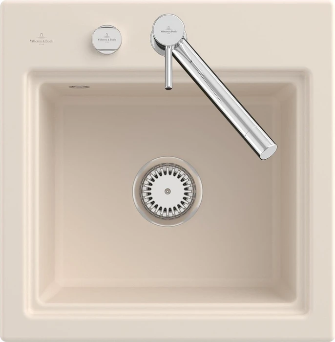 Villeroy & Boch Subway Style 50 S Einbau Becken mittig mit Ablauffernbedienung ivory