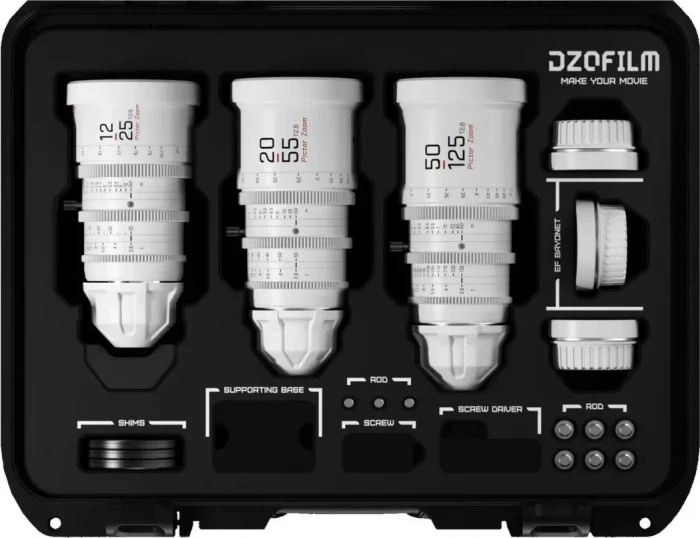 DZOFilm Pictor Zoom 12-25mm / 20-55mm / 50-125mm T2.8 S35 3 Lens Set Weiß für PL