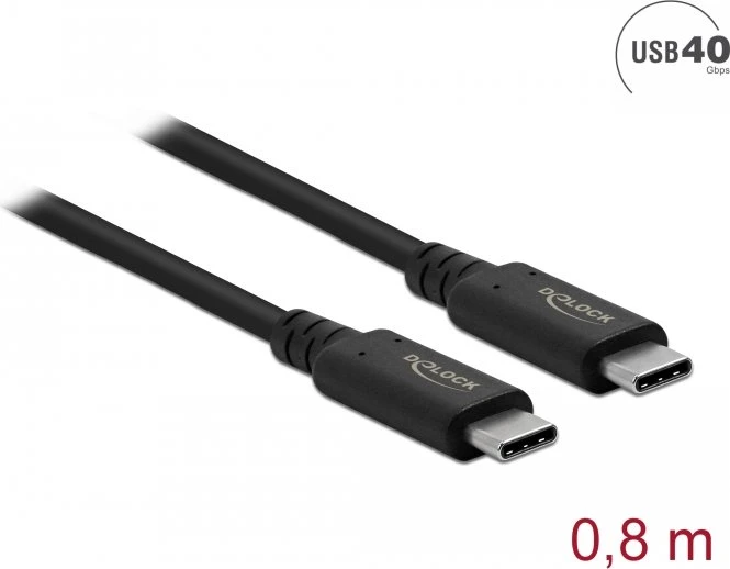 DeLOCK USB4 40 Gbps Kabel koaxial, PowerDelivery, 0.8m