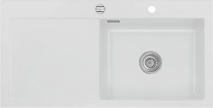 systemceram Mera 100 SL F Einbau Becken rechts mit Ablauffernbedienung satin