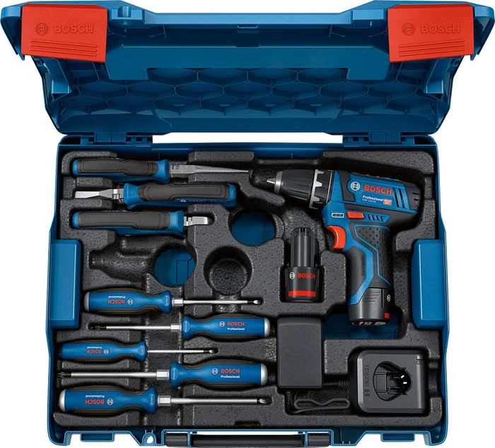 Bosch Professional GSR 12V-15 Akku-Bohrschrauber inkl. L-Boxx + 2 Akkus 2.0Ah + Zubehör